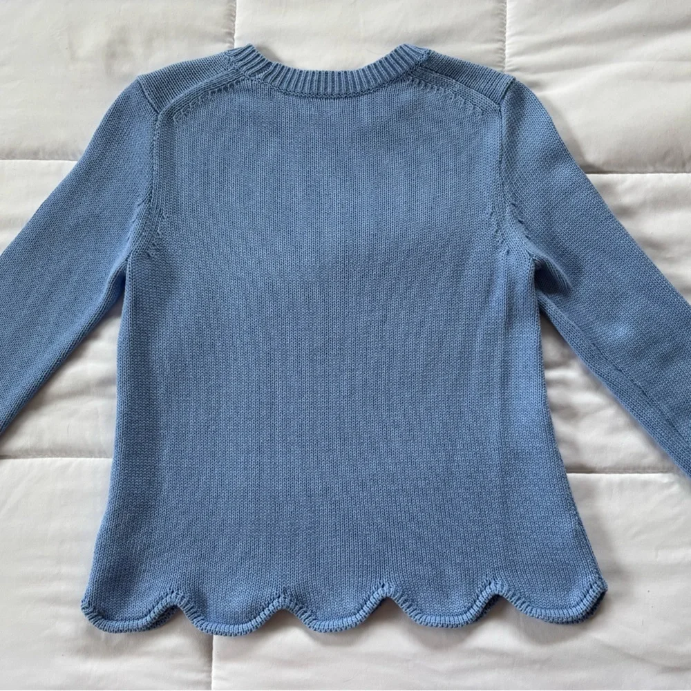 100% Cotton J. Crew Sky Blue Knit Scalloped Hem Sweater